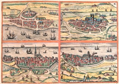 Helsingborg, Lunden, Malmo and Landskrona (Sweden) by Franz Hogenberg