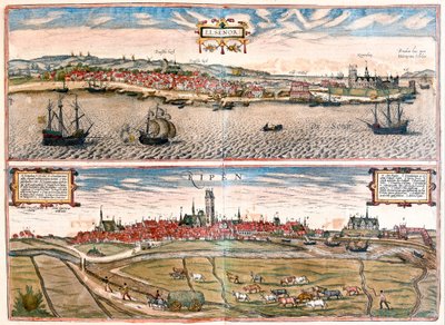 Helsingor and Ribe, Denmark (engraving) by Franz Hogenberg