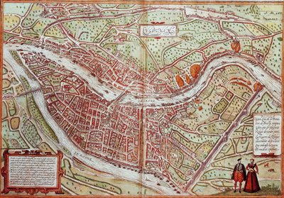 Map of Lyon - France (engraving) by Franz Hogenberg