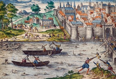 Massacres of Tours, July 1562 during Wars of Religion against Huguenots, engraving by Franz Hogenberg by Franz Hogenberg