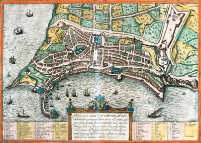 Plan of Ancona (Ancona), Italy by Franz Hogenberg