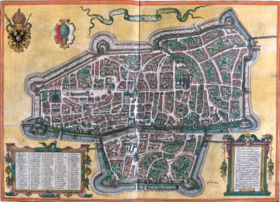 Plan of Augsburg, Germany by Franz Hogenberg