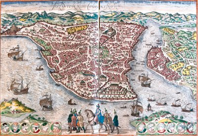 Plan of Byzantium, renamed Constantinople (present-day Istanbul) by Franz Hogenberg