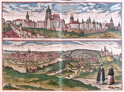 Prague, capital of the Kingdom of Bohemia, Czech Republic (engraving) by Franz Hogenberg