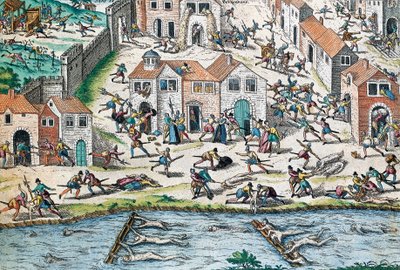 Scene from French Wars of Religion, engraving by Franz Hogenberg