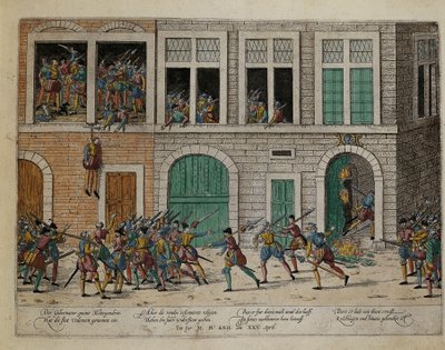 Taking of Valence after hanging of Governor La Motte-Gondrin, April 25 by Franz Hogenberg