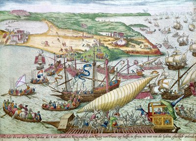 The Siege of Tunis or La Goulette by Charles V in 1535 by Franz Hogenberg