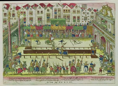 Tournament during which Henri II was injured by the Count of Montgomery and died ten days later by Franz Hogenberg
