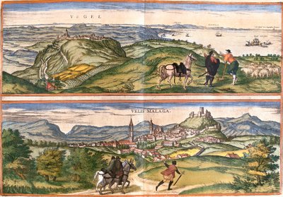 View of Vejer de la Frontera and Velez Malaga, Spain by Franz Hogenberg
