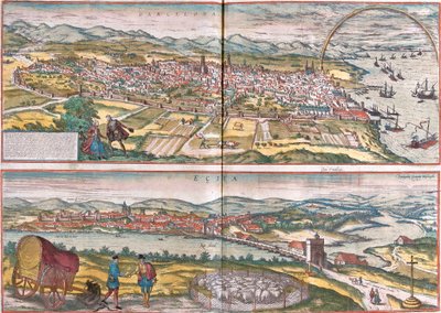 Views of Barcelona and Ecija, Spain by Franz Hogenberg