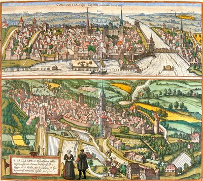 Views of Constance, Germany and St. Gallen, Switzerland by Franz Hogenberg