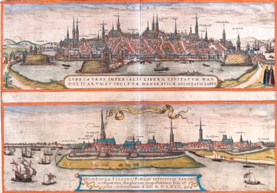 Views of Lubeck and Hamburg, Germany by Franz Hogenberg