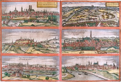 Views of Munich, Ingolstadt, Freising, Nordlingen, Regensburg and Straubing, Germany by Franz Hogenberg