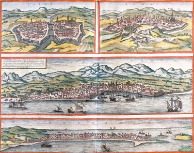 Views of Parma, Siena, Palermo and Trapani (Sicily), Italy by Franz Hogenberg