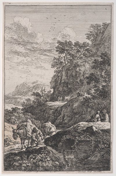 Plate 1: A Peasant Checking the Hoof of His Mule by a Stream, from 