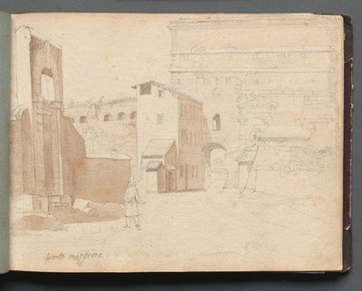 Album with Views of Rome and Surroundings, Landscape Studies, page 11a: Porta Maggiore by Franz Johann Heinrich Nadorp