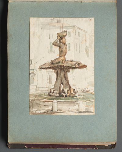 Album with Views of Rome and Surroundings, Landscape Studies, page 17a: Roman Fountain by Franz Johann Heinrich Nadorp