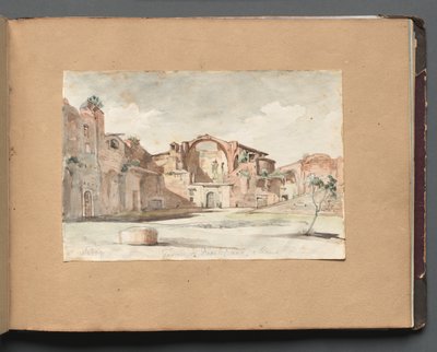 Album with Views of Rome and Surroundings, Landscape Studies, page 22a: Terme di Diocleziano, Rome by Franz Johann Heinrich Nadorp