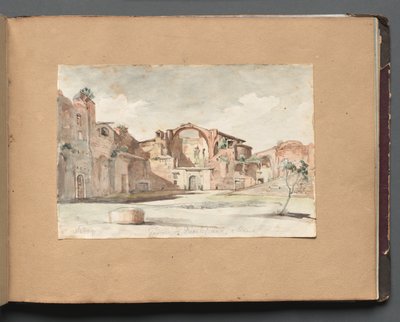 Album with Views of Rome and Surroundings, Landscape Studies, page 22a: Terme di Diocleziano, Rome by Franz Johann Heinrich Nadorp