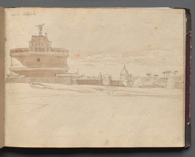Album with Views of Rome and Surroundings, Landscape Studies, page 23a: Castle Saint Angelo, Rome by Franz Johann Heinrich Nadorp