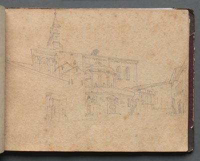 Album with Views of Rome and Surroundings, Landscape Studies, page 26a: Roman Architectural View by Franz Johann Heinrich Nadorp