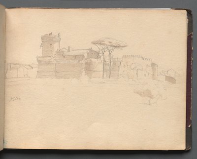 Album with Views of Rome and Surroundings, Landscape Studies, page 28a: Ostia by Franz Johann Heinrich Nadorp