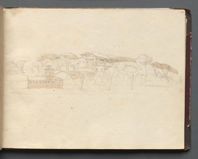 Album with Views of Rome and Surroundings, Landscape Studies, Page 30a: Roman Panoramic View by Franz Johann Heinrich Nadorp