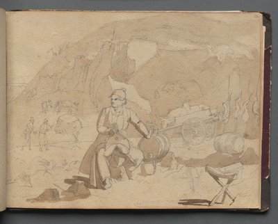 Album with Views of Rome and Surroundings, Landscape Studies, page 39a: Figure in a Landscape by Franz Johann Heinrich Nadorp