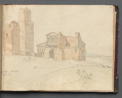 Album with Views of Rome and Surroundings, Landscape Studies, Page 41a: St. Pietro, Toscanella by Franz Johann Heinrich Nadorp