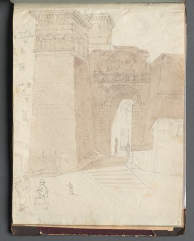 Album with Views of Rome and Surroundings, Landscape Studies, page 50a: Roman Architectural View by Franz Johann Heinrich Nadorp