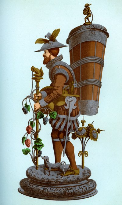 German table ornament of enamelled and gilt copper, late 16th century, 1870 by Franz Kellerhoven