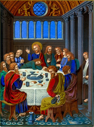 Representation of The Last Supper on enamelled copper by Franz Kellerhoven