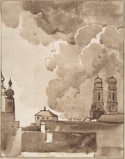 View of Munich with Marienkirche on right by Franz Kobell
