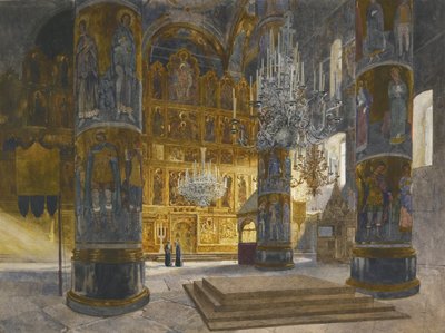 Interior of the Cathedral of the Dormition in the Moscow Kremlin by Franz Kopallik