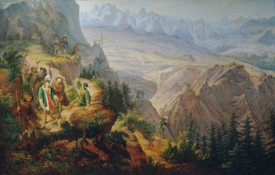 Emperor Maximilian I (?) Hunting Ibex by Franz Krammer