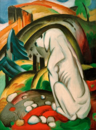 The White Dog (Dog in Front of the World) by Franz Marc