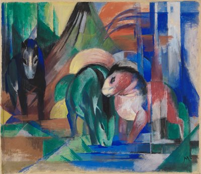 Three Horses by the Forest Water by Franz Marc