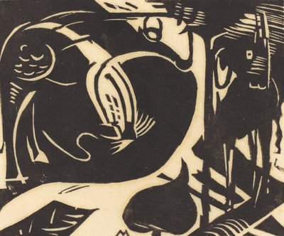 Two Mythical Animals by Franz Marc