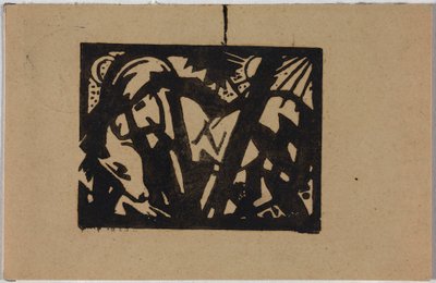 Wild Horses, Postcard from Sindelsdorf to Wassily Kandinsky in Munich by Franz Marc