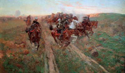Scene from the Battle of Kuryuk-Dara in July 1854 by Franz Roubaud