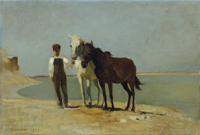 A Boy with Horses on the Beach by Franz Rumpler