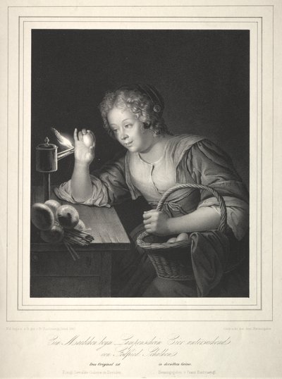 Girl Candling Eggs by Franz Seraph Hanfstaengl