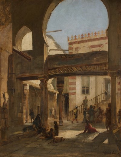 Scene in the Kalaun Mosque Complex Cairo by Franz Seraph von Lenbach