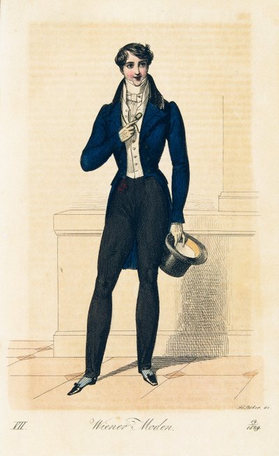Gentleman with dark blue overskirt by Franz Stober