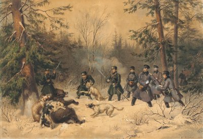 The Bear Hunt of Tsar Alexander II, 1862 by Franz Teichel