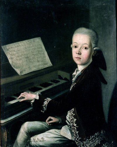 Portrait of Carl Graf Firmian at the piano (formerly thought to be Wolfgang Amadeus Mozart) by Franz Thaddaus Helbling