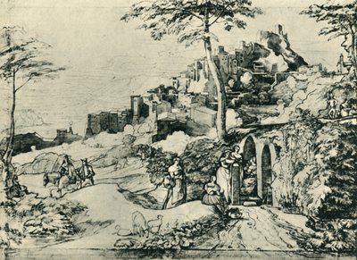 Women by a water fountain at Olevano, near Rome, Italy by Franz Theobald Horny