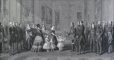 Queen Victoria Receives Louis-Philippe I, King of France at Windsor Castle, October 8, 1844 (engraving after Winterhalter) by Franz Xaver  Winterhalter (after)
