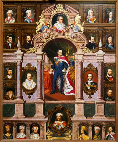 Panel with portraits of the Bavarian kings of the Wittelsbach family, by Franz Xaver Thallmaier by Franz Xaver Thallmaier