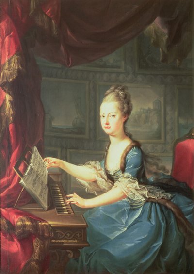 Archduchess Marie Antoinette Habsburg-Lothringen (1755-93) at the Spinnet, Fifteenth Child of Empress Maria Theresa of Austria (1717-80) and Emperor Francis I (1708-65) Wife of Louis XVI of France by Franz Xaver Wagenschon